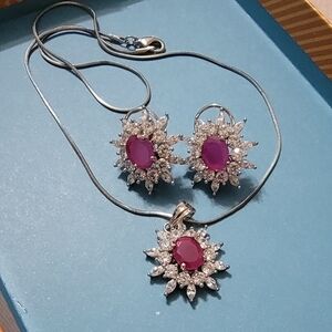 Elegant Silver and Pink Jewelry Set